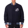 Tampa Bay Lightning Rib Knitted Navy Full Wool One Color Jacket