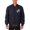 Tampa Bay Lightning Wool & Leather Reversible Varsity Jacket Charcoal & Navy - Image 2