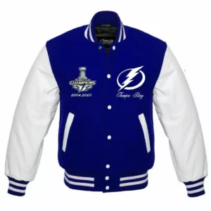 Tampa Bay Lightning Letterman Stanley Cup Champions Wool & Leather Varsity Jacket