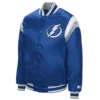 Tampa Bay Lightning Starter Shut Out Satin Varsity Blue Jacket