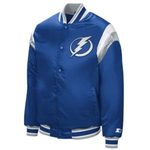 Tampa Bay Lightning Starter Shut Out Satin Varsity Blue Jacket