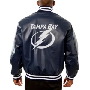 Alternative view of Tampa Bay Lightning  Full Leather Black  Varsity Jacket