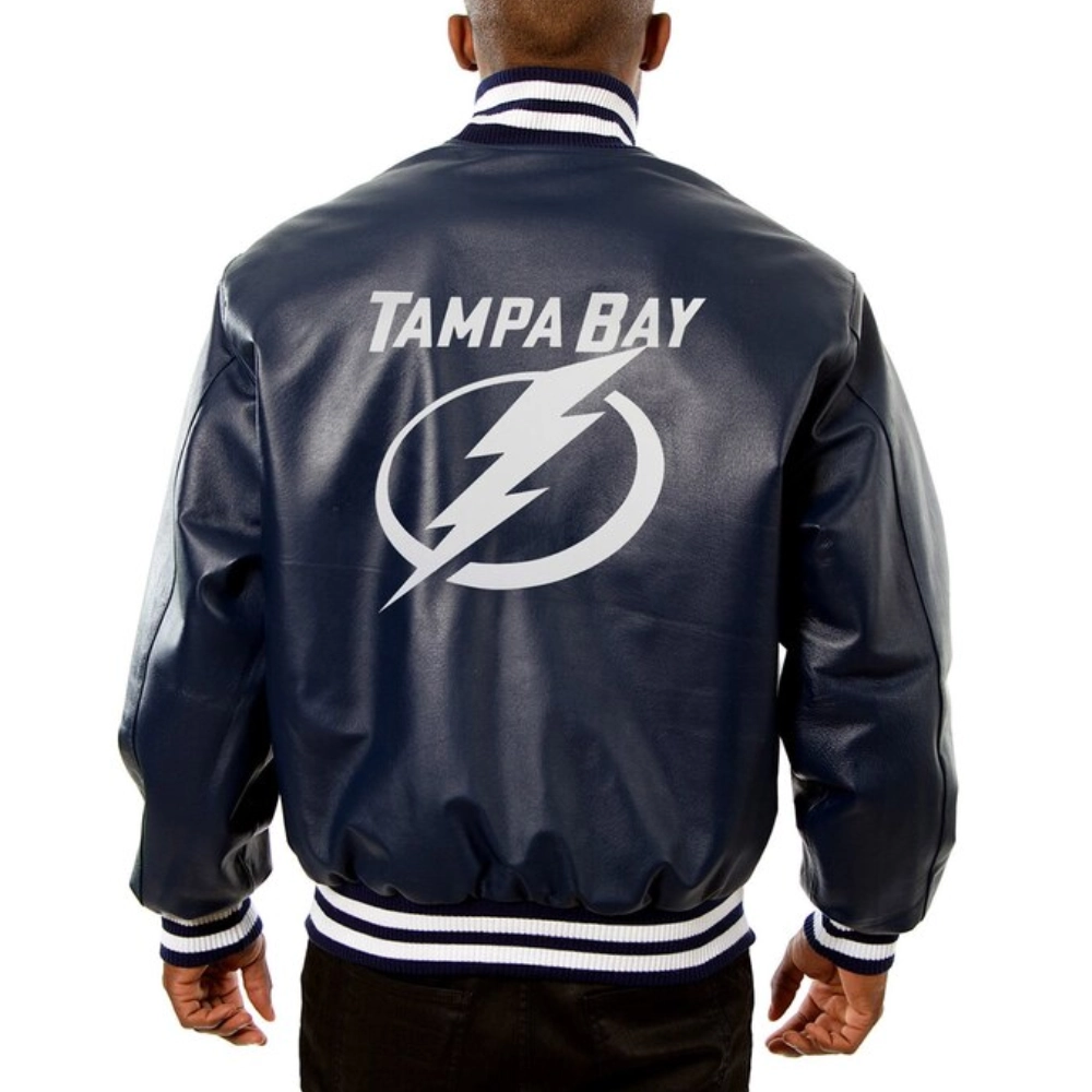 Tampa Bay Lightning Full Leather Black Varsity Jacket - Image 2