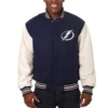 Tampa Bay Lightning Two Tone Wool & Leather Jacket