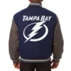 Tampa Bay Lightning Full Wool Two Tone Varsity Jacket Navy & Grey - Image 2