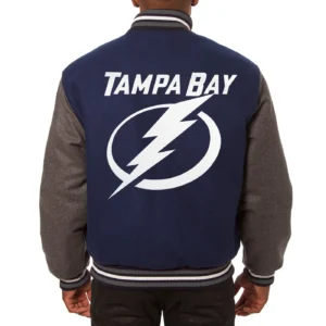 Alternative view of Tampa Bay Lightning Full Wool Two Tone Varsity Jacket Navy & Grey