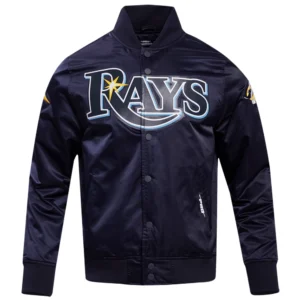 Tampa Bay Rays Wordmark Pro Standard 25th Anniversary Full-Snap Satin Varsity Jacket