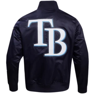 Alternative view of Tampa Bay Rays Wordmark Pro Standard 25th Anniversary Full-Snap Satin Varsity Jacket
