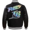 Alternative view of Tampa Bay Rays Retro Classic Black Wool & Leather Varsity Jacket