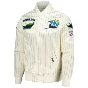 Tampa Bay Rays Classic Pro Standard Cooperstown Pinstripe Full-Snap Satin Varsity Jacket