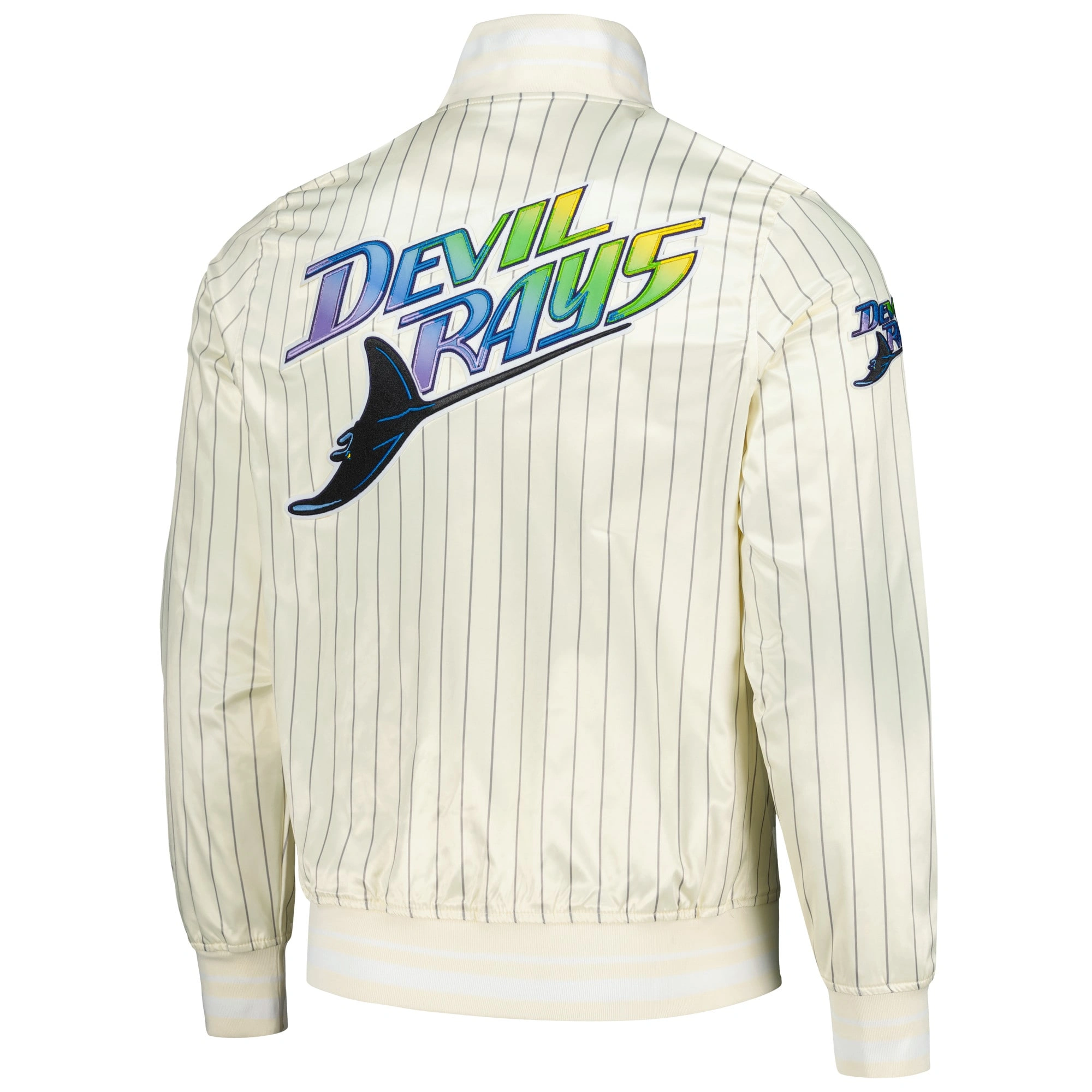 Tampa Bay Rays Classic Pro Standard Cooperstown Pinstripe Full-Snap Satin Varsity Jacket - Image 2