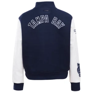Alternative view of Women's Tampa Bay Rays Script Tail Ribbed Knitted Wool & Faux Leather Varsity Jacket
