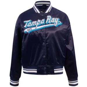 Tampa Bay Rays Women's Pro Standard Script Tail Full-Snap Satin Varsity Jacket