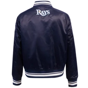 Alternative view of Tampa Bay Rays Women's Pro Standard Script Tail Full-Snap Satin Varsity Jacket
