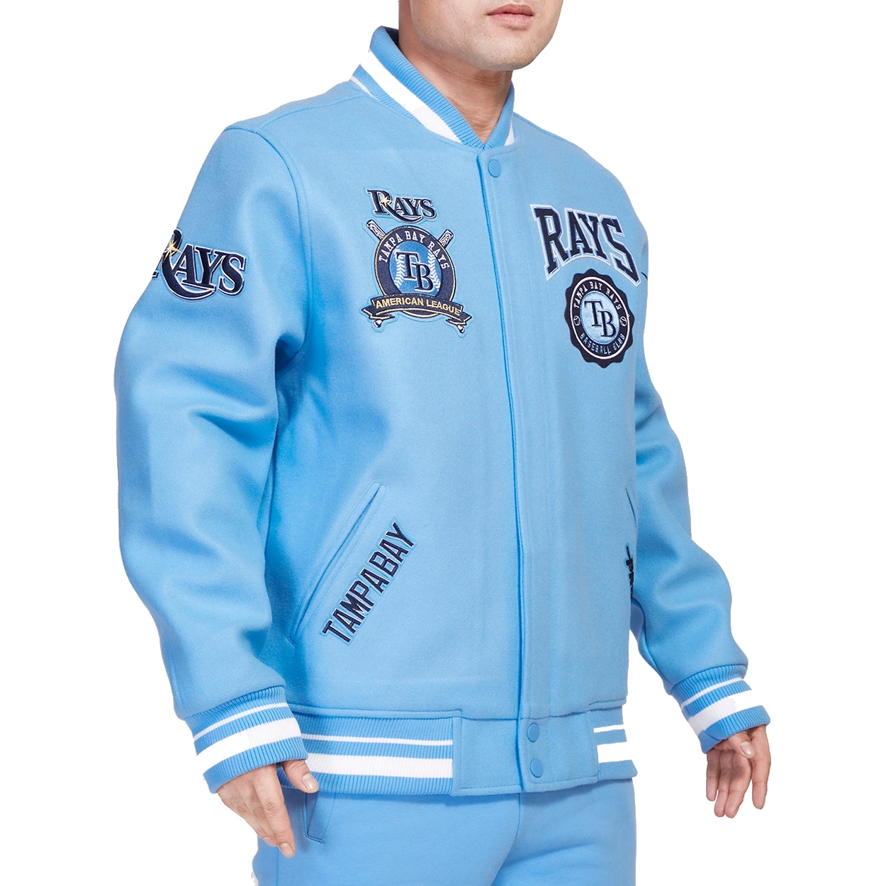 Tampa Bay Rays Pro Standard Retro Classic Wool & Leather Varsity Jacket - Image 3