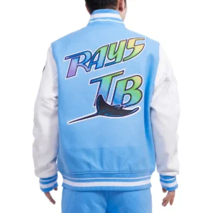 Alternative view of Tampa Devil Rays Retro Classic Baseball Team Players Wool & Leather Varsity Jacket