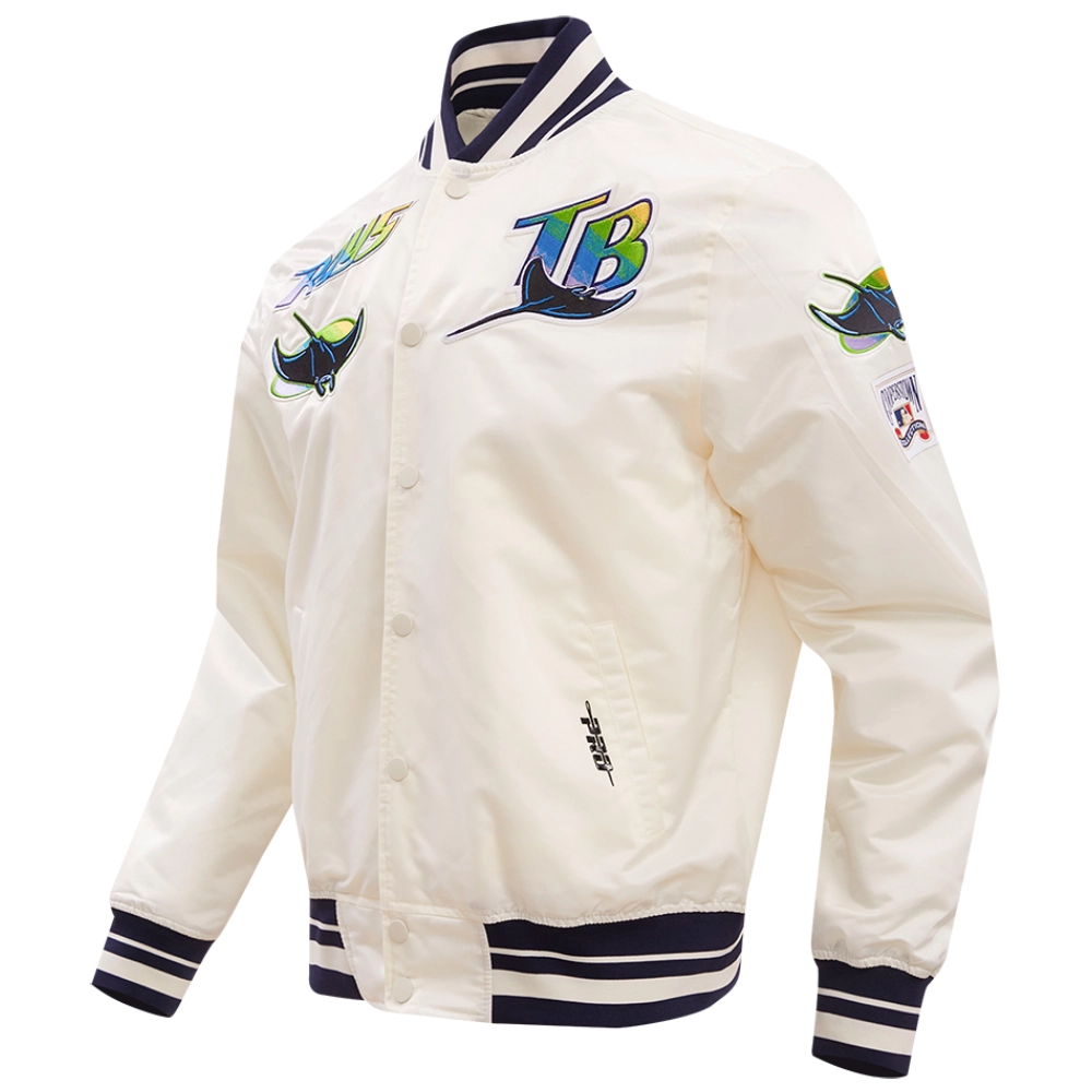 Tampa Devil Rays Pro Standard Retro Classic Rib Full-Snap Satin Varsity Jacket - Image 3