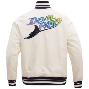 Alternative view of Tampa Devil Rays Pro Standard Retro Classic Rib Full-Snap Satin Varsity Jacket