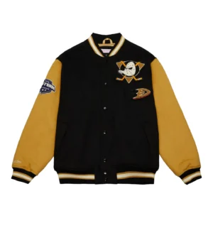 Anaheim Ducks Team Legacy Black/Gold Wool Varsity Jacket