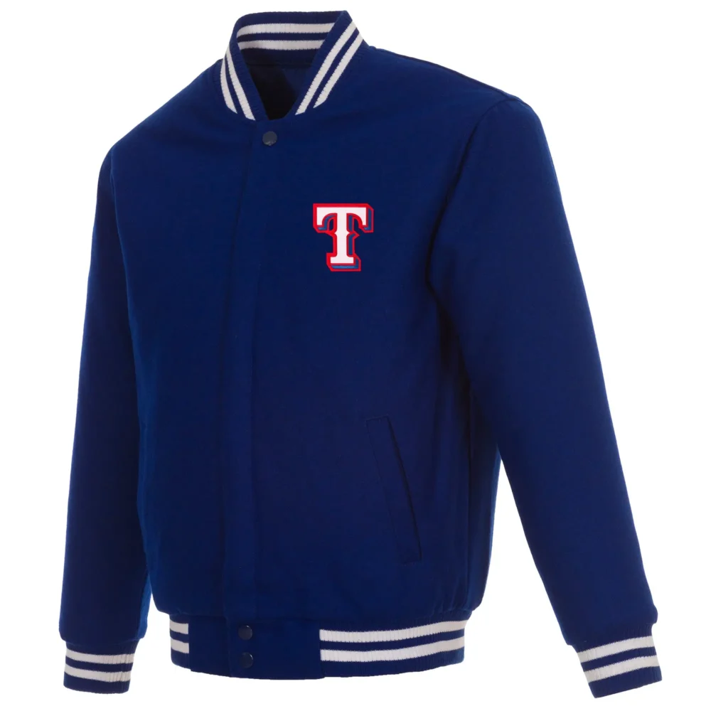 Texas One Color Texas Rangers Baseball Team Players Full Wool One Color Varsity Jacket