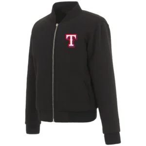 Texas Rangers Classic Rib Black Full Wool One Color Varsity Jacket