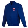 Texas Rangers Classic Rib Full-Snap Satin Varsity Jacket