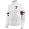 Texas Rangers G-III 4Her by Carl Banks White Game Score Full-Zip Track Varsity Jacket