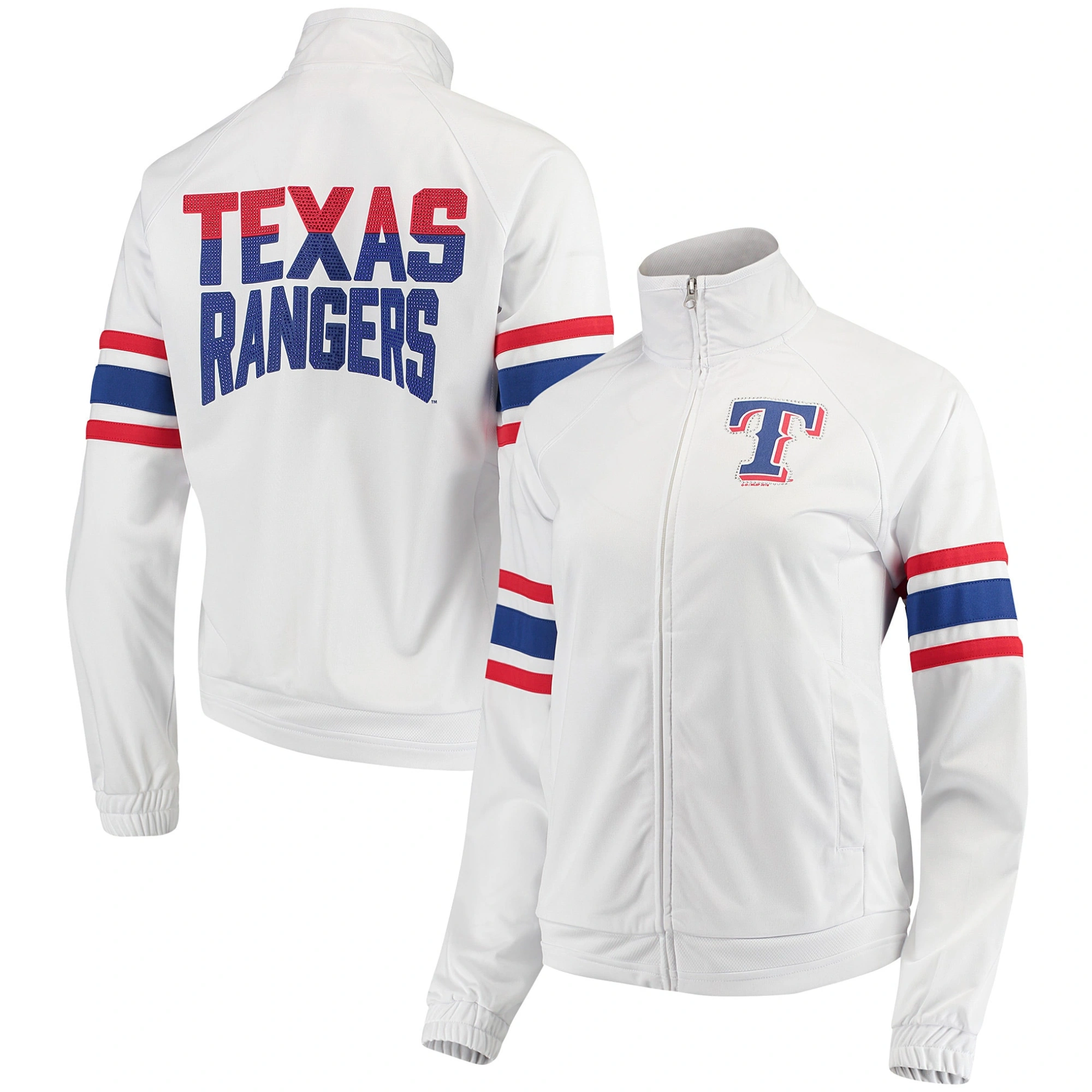 Texas Rangers G-III 4Her by Carl Banks White Game Score Full-Zip Track Varsity Jacket - Image 4