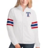 Texas Rangers G-III 4Her by Carl Banks White Game Score Full-Zip Track Varsity Jacket - Image 3