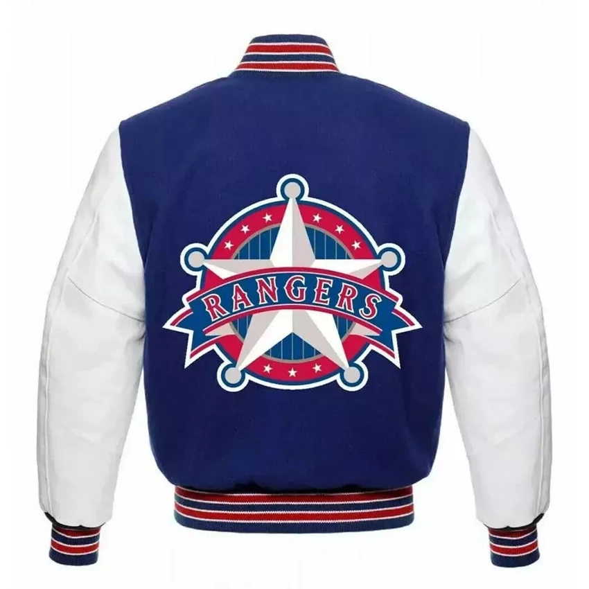 Texas Rangers Letterman Wool & Leather Varsity Jacket - Image 2
