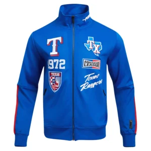Texas Rangers Neutral Pro Standard Fast Lane Full-Zip Satin Varsity Jacket