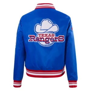 Alternative view of Women's Texas Rangers Women's Retro Classic Rib Satin Varsity Jacket