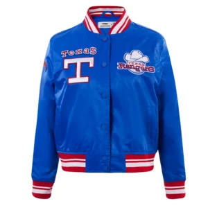 Women's Texas Rangers Women's Retro Classic Rib Satin Varsity Jacket