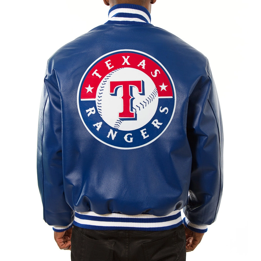 Texas Rangers Full Leather Royal Blue Varsity Jacket - Image 2