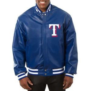 Texas Rangers Full Leather Royal Blue Varsity Jacket