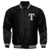 Texas Rangers Starter Bomber Full-Snap Satin Varsity Jacket