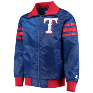 Texas Rangers Starter The Captain II Full-Zip Satin Varsity Royal Jacket