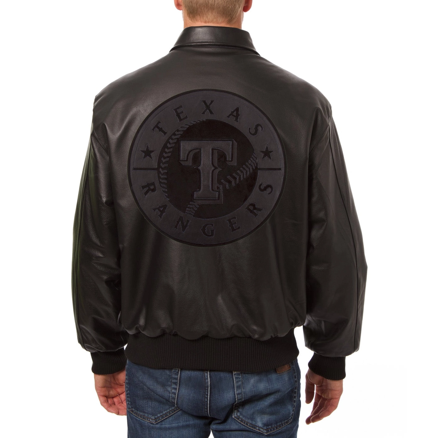 Texas Rangers Team Players Full Leather Black Varsity Jacket - Image 2