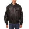 Texas Rangers Team Players Full Leather Black Varsity Jacket