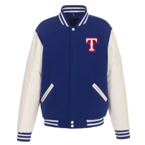 Texas Rangers Team Players Two Tone Wool & Leather Varsity Jacket