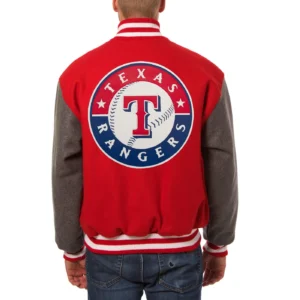 Alternative view of Texas Rangers Full Wool Two Tone Varsity Jacket Red & Gray