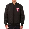 Texas Rangers Wool & Leather Reversible Black Varsity Jacket - Image 2