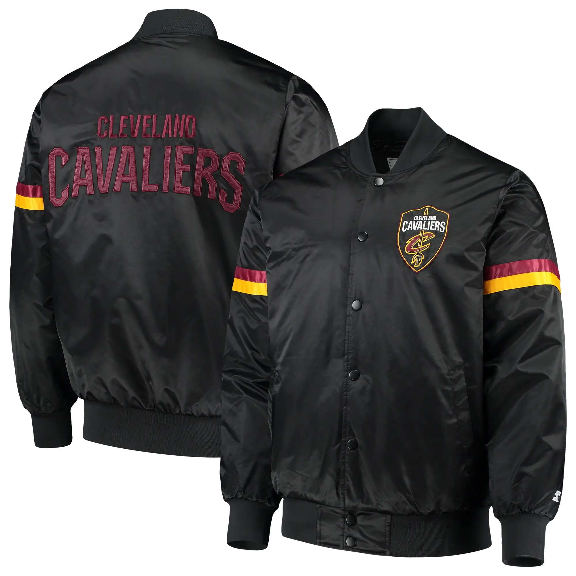 The Champ Starter Cleveland Cavaliers Black Satin Varsity Jacket - Image 4