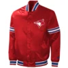 Toronto Blue Jays The Power Forward Rib Full-Snap Satin Varsity Red Jacket