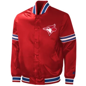 Toronto Blue Jays The Power Forward Rib Full-Snap Satin Varsity Red Jacket