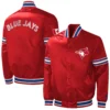 Toronto Blue Jays The Power Forward Rib Full-Snap Satin Varsity Red Jacket - Image 3