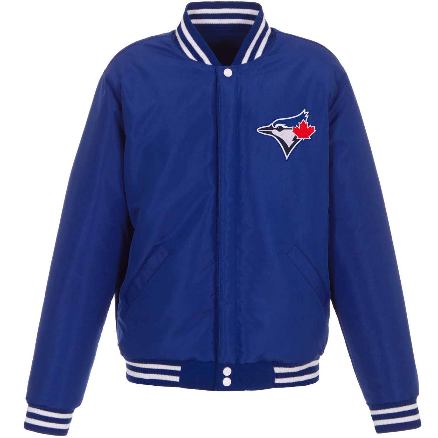 Toronto Blue Jays Two Tone Wool & Leather Varsity Jacket - Image 2
