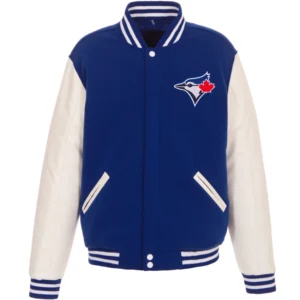 Toronto Blue Jays Two Tone Wool & Leather Varsity Jacket
