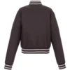 Women's Toronto Blue Jays Full-Snap Satin Charcoal Varsity Jacket - Image 2