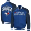 Toronto Blue Jays Challenger G-III Sports by Carl Banks Full-Zip Satin Varsity Jacket - Image 3